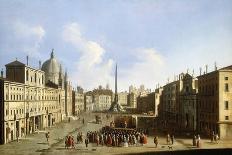 The Piazza Navona, Rome, with a Commedia dell'Arte Performance-Francesco Tironi-Stretched Canvas