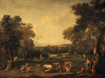 Landscape with Peasants Watching a Herd of Cattle-Francesco Zuccarelli-Giclee Print