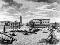 View of St. Mark's Square from the Lagoon, Venice (Engraving)-Francesco Zucchi-Stretched Canvas