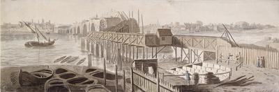 Construction of Blackfriars Bridge, C1762-Francis Grose-Framed Premium Giclee Print