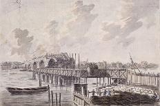 Construction of Blackfriars Bridge, C1762-Francis Grose-Framed Premium Giclee Print