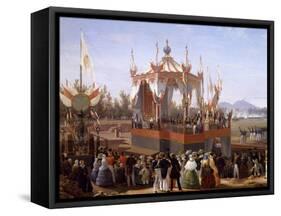 Francis I and Maria Isabella Attending Official Ceremony at Arsenal of Naples-Salvatore Fergola-Framed Stretched Canvas