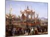Francis I and Maria Isabella Attending Official Ceremony at Arsenal of Naples-Salvatore Fergola-Mounted Giclee Print