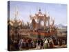 Francis I and Maria Isabella Attending Official Ceremony at Arsenal of Naples-Salvatore Fergola-Stretched Canvas