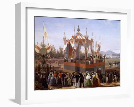 Francis I and Maria Isabella Attending Official Ceremony at Arsenal of Naples-Salvatore Fergola-Framed Giclee Print