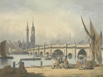 London Bridge and the Monument, C.1795-Francis Nicholson-Giclee Print