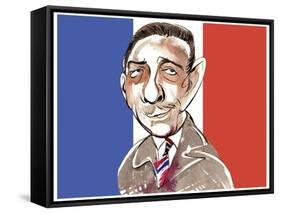 Francis Poulenc - caricature of French composer, 1899-1963-Neale Osborne-Framed Stretched Canvas
