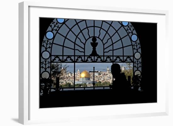 Franciscan Basilica of Dominus Flevit, View of the Old City, Jerusalem, Israel-David Noyes-Framed Photographic Print