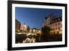 Franciscan Church of the Annunciation and Triple Bridge over the Ljubljanica River at dusk, Ljublja-Sergio Pitamitz-Framed Photographic Print