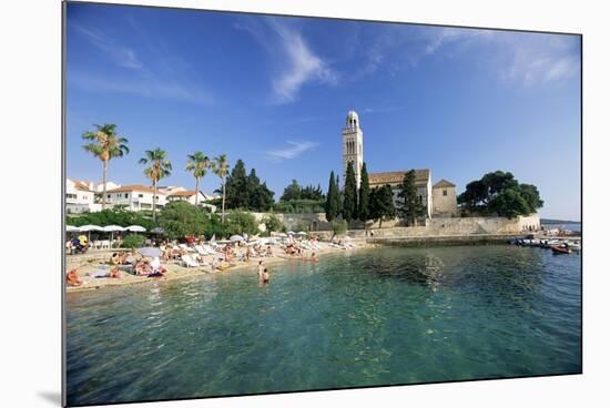 Franciscan Monastery and Beach, Hvar Town, Hvar Island, Dalmatia, Croatia-Gavin Hellier-Mounted Photographic Print