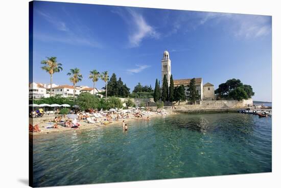 Franciscan Monastery and Beach, Hvar Town, Hvar Island, Dalmatia, Croatia-Gavin Hellier-Stretched Canvas