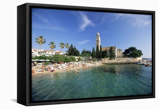 Franciscan Monastery and Beach, Hvar Town, Hvar Island, Dalmatia, Croatia-Gavin Hellier-Framed Stretched Canvas