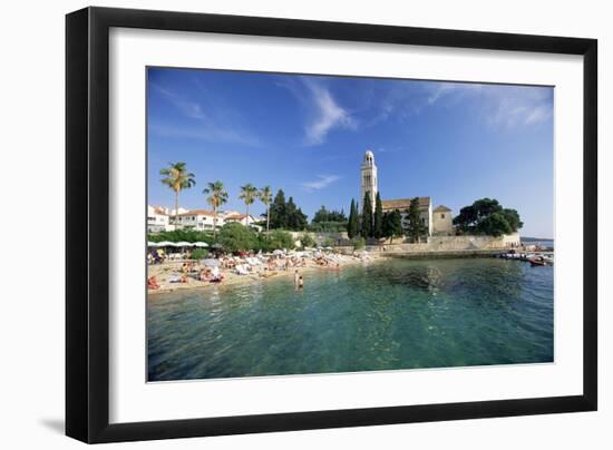 Franciscan Monastery and Beach, Hvar Town, Hvar Island, Dalmatia, Croatia-Gavin Hellier-Framed Photographic Print