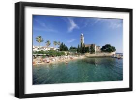 Franciscan Monastery and Beach, Hvar Town, Hvar Island, Dalmatia, Croatia-Gavin Hellier-Framed Photographic Print