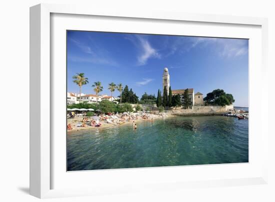 Franciscan Monastery and Beach, Hvar Town, Hvar Island, Dalmatia, Croatia-Gavin Hellier-Framed Photographic Print