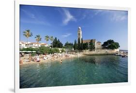 Franciscan Monastery and Beach, Hvar Town, Hvar Island, Dalmatia, Croatia-Gavin Hellier-Framed Photographic Print