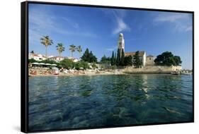 Franciscan Monastery and Beach, Hvar Town, Hvar Island, Dalmatia, Croatia-Gavin Hellier-Framed Stretched Canvas