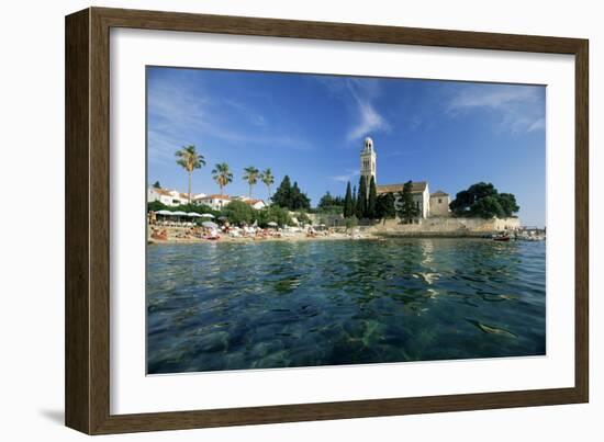 Franciscan Monastery and Beach, Hvar Town, Hvar Island, Dalmatia, Croatia-Gavin Hellier-Framed Photographic Print