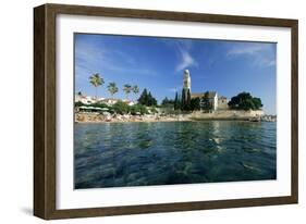 Franciscan Monastery and Beach, Hvar Town, Hvar Island, Dalmatia, Croatia-Gavin Hellier-Framed Photographic Print