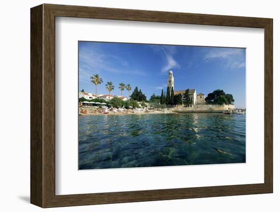 Franciscan Monastery and Beach, Hvar Town, Hvar Island, Dalmatia, Croatia-Gavin Hellier-Framed Photographic Print