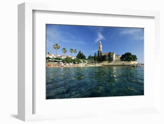 Franciscan Monastery and Beach, Hvar Town, Hvar Island, Dalmatia, Croatia-Gavin Hellier-Framed Photographic Print