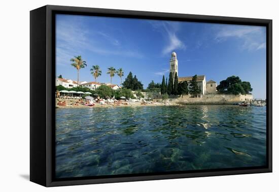 Franciscan Monastery and Beach, Hvar Town, Hvar Island, Dalmatia, Croatia-Gavin Hellier-Framed Stretched Canvas