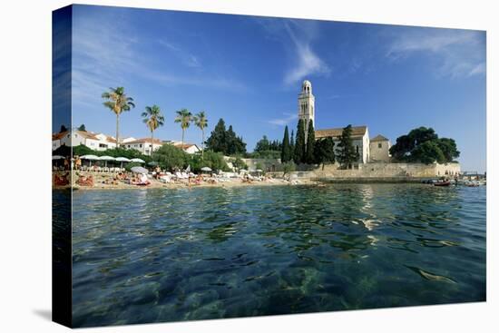 Franciscan Monastery and Beach, Hvar Town, Hvar Island, Dalmatia, Croatia-Gavin Hellier-Stretched Canvas