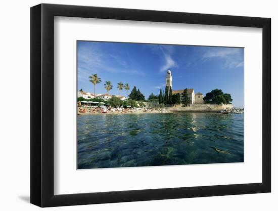 Franciscan Monastery and Beach, Hvar Town, Hvar Island, Dalmatia, Croatia-Gavin Hellier-Framed Premium Photographic Print