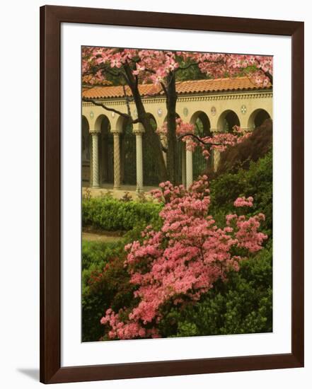 Franciscan Monastery with Pink Dogwood and Azaleas, Washington DC, USA-Corey Hilz-Framed Photographic Print