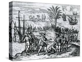 Francisco De Bobadilla Arriving as Governor and Arresting Christopher Columbus (1451-1506) in Hispa-Theodore de Bry-Stretched Canvas