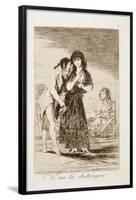 Francisco de Goya y Lucientes / 'Even thus he cannot make her out'. 1797 - 1799. Etching, Aquati...-Francisco de Goya y Lucientes-Framed Poster