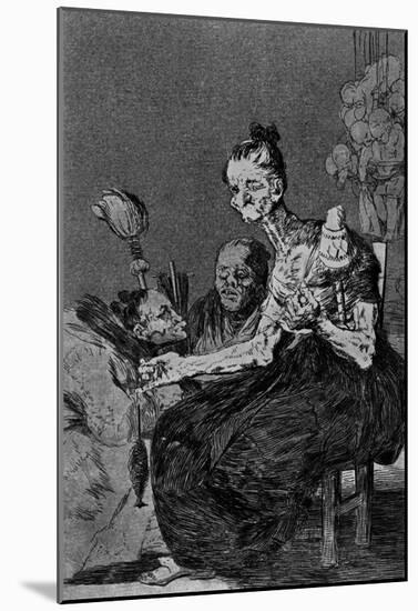 Francisco de Goya y Lucientes (Follow the "Caprichos," Sheet 44: They spin finely) Art Poster Print-null-Mounted Poster