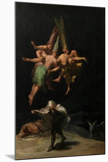 Francisco de Goya y Lucientes / 'The Witches' Flight', 1797, Spanish School, Oil on canvas, 43,5...-Francisco de Goya y Lucientes-Mounted Poster