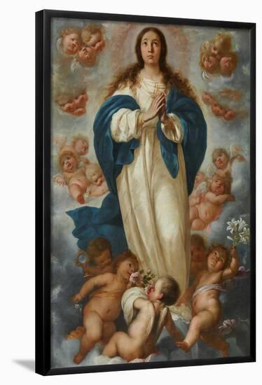 Francisco de Herrera The Younger / 'The Immaculate Conception'. Ca. 1670. Oil on canvas.-FRANCISCO DE HERRERA THE YOUNGER-Framed Poster