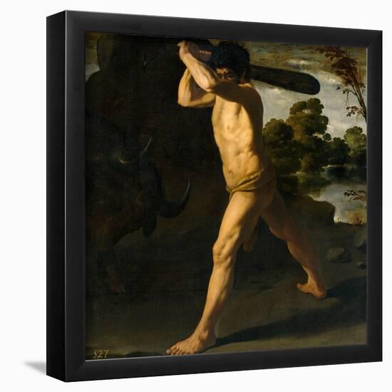 Francisco de Zurbarán / 'Hercules and the Cretan Bull', 1634, Spanish School, Oil on canvas, 133...-FRANCISCO DE ZURBARAN-Framed Poster