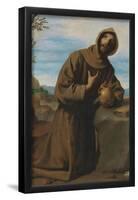 Francisco de Zurbarán / 'Saint Francis at Prayer'. 1659. Oil on canvas.-FRANCISCO DE ZURBARAN-Framed Poster