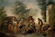 Spanish school. Attack on a Coach. 1793-1794. Madrid, Private collection-Francisco José de Goya y Lucientes (attributed)-Framed Stretched Canvas