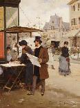 Parisian Street Scene-Francisco Miralles Y Galup-Framed Stretched Canvas