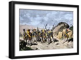 Francisco Pizarro Draws a Line in the Sand in Panama Daring His Men to Follow Him to Peru, c.1530-null-Framed Giclee Print