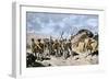 Francisco Pizarro Draws a Line in the Sand in Panama Daring His Men to Follow Him to Peru, c.1530-null-Framed Giclee Print