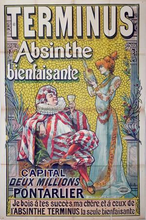 Poster advertising 'Terminus' absinthe, starring Sarah Bernhardt and Constant Coquelin