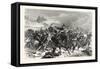 Franco-Prussian War: French Mitrailleusenbatterien Fled from the Saxon Infantry Regiment Friedrich-null-Framed Stretched Canvas