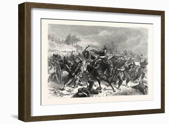 Franco-Prussian War: French Mitrailleusenbatterien Fled from the Saxon Infantry Regiment Friedrich-null-Framed Giclee Print