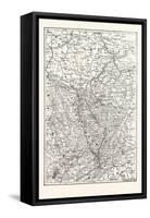 Franco-Prussian War: Map of Alsace and Lorraine, Counties Given to the German Empire 1870-null-Framed Stretched Canvas