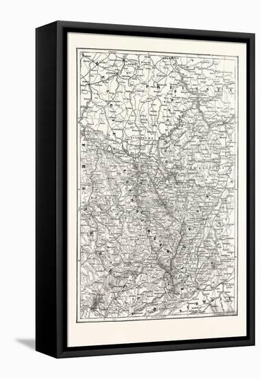 Franco-Prussian War: Map of Alsace and Lorraine, Counties Given to the German Empire 1870-null-Framed Stretched Canvas