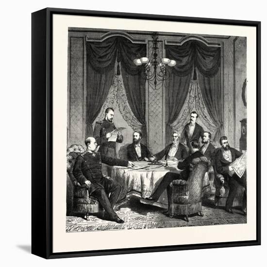 Franco-Prussian War: Plenipotentiary Conference Dealing with Peace in Frankfurt-null-Framed Stretched Canvas