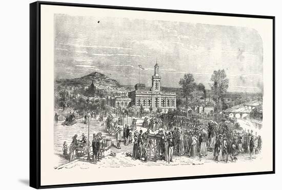 Franco-Prussian War: the New Paris Observatory. View of the Trocadero Square During the Battle at L-null-Framed Stretched Canvas