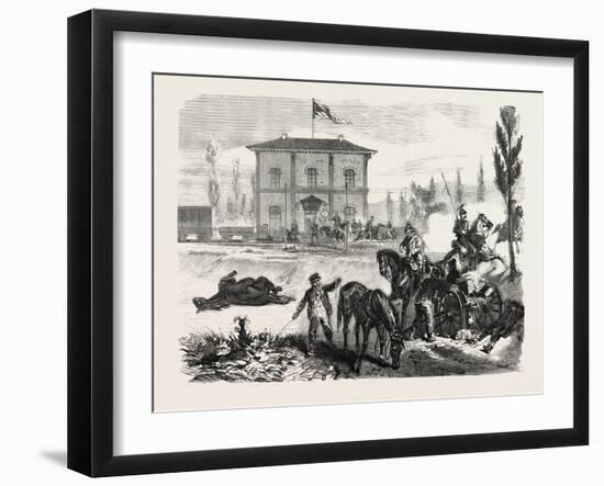 Franco-Prussian War: the Railway Station of Courcelles in the Morning of 16 August 1870-null-Framed Giclee Print