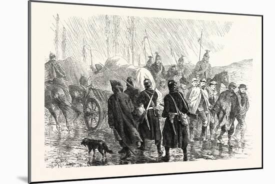 Franco-Prussian War: Transport Caught Franctireurs on a Country Road in Burgundy, France-null-Mounted Giclee Print