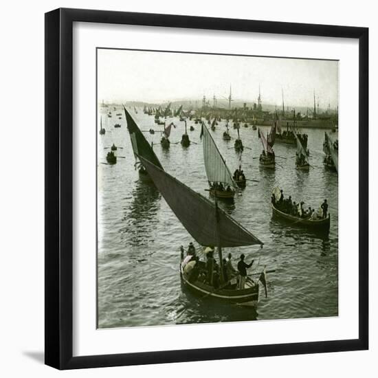 Franco-Russian Celebration, the Harbour, Toulon (Var, France), around 1900-Leon, Levy et Fils-Framed Photographic Print